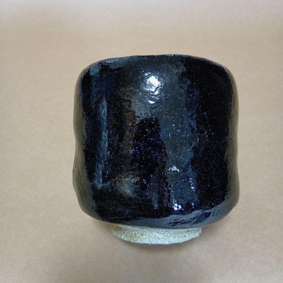 茶道具　黒楽筒茶碗 まく釉