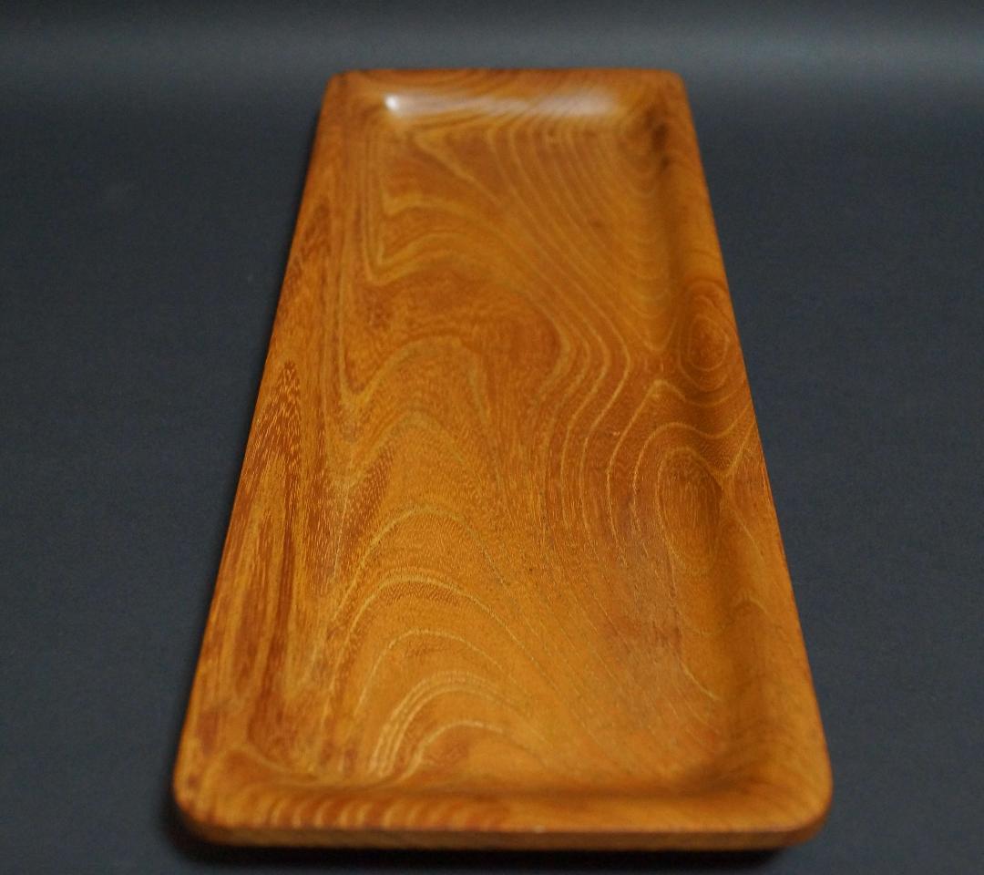 木製 欅製 長方盆 刳り貫き 煎茶盆 / 煎茶道具