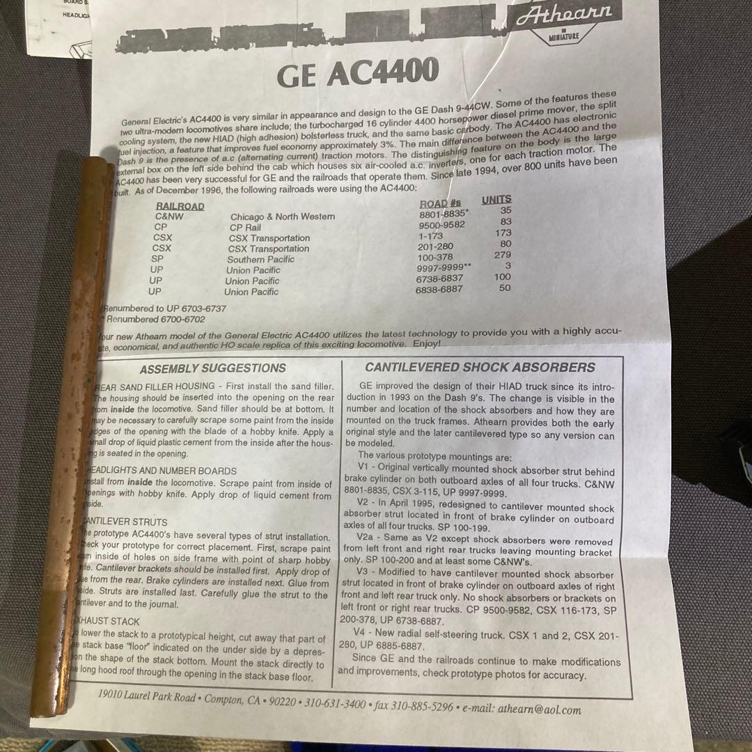 鉄道模型 Athearn Ho Southern Pacific A C4400
