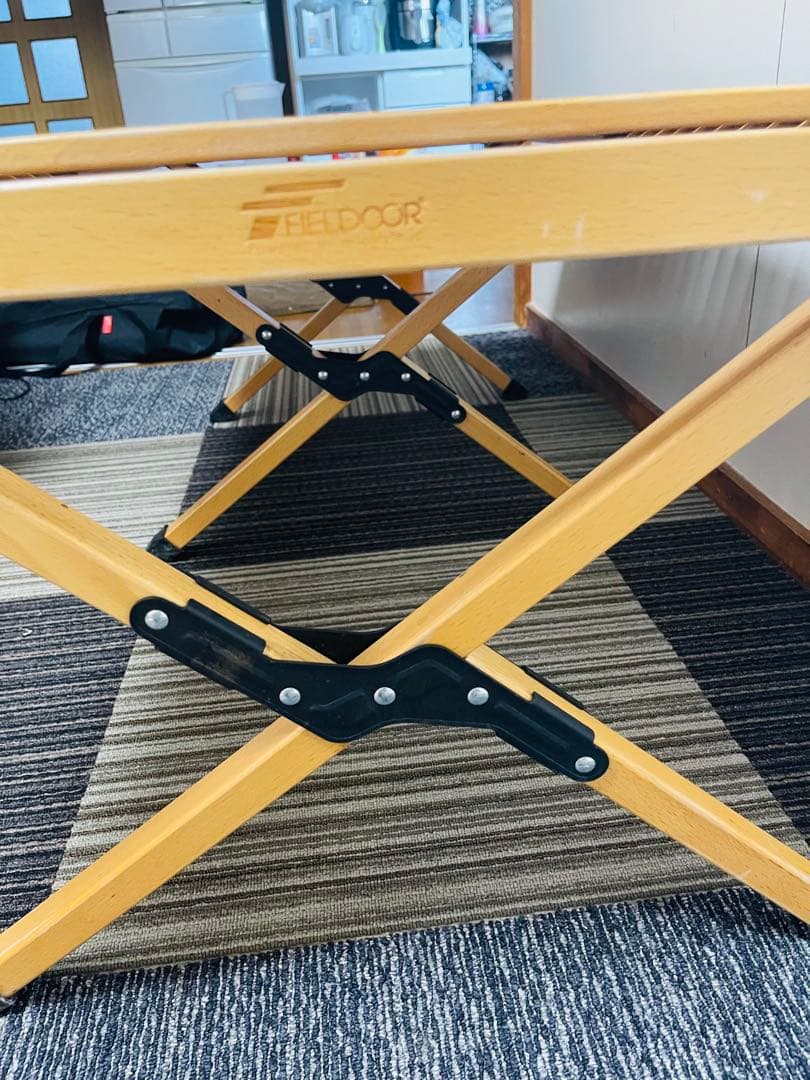 【良品】FIELDOOR ウッドロールトップテーブル 120cm