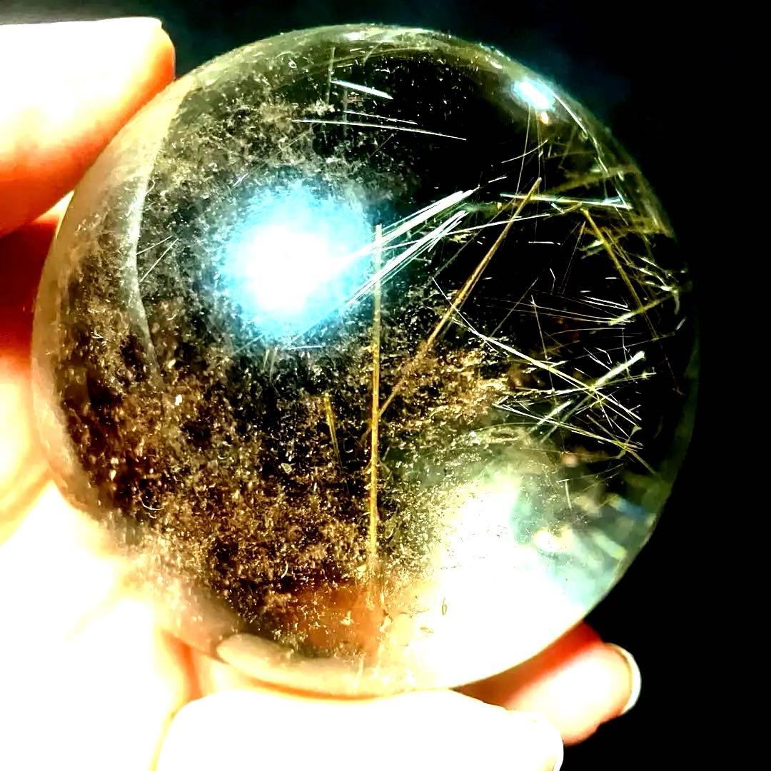 超大玉　70mm ゴールドルチルクォーツ　金針水晶　パワーストーン