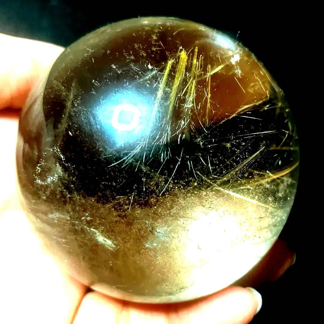 超大玉　70mm ゴールドルチルクォーツ　金針水晶　パワーストーン