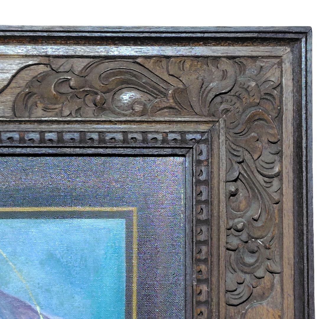 油彩 キャンバス 彫刻額縁 寺院の祭りバリ島