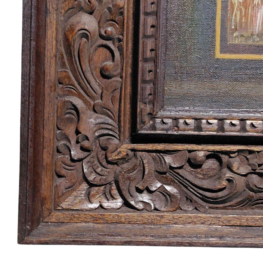 油彩 キャンバス 彫刻額縁 寺院の祭りバリ島