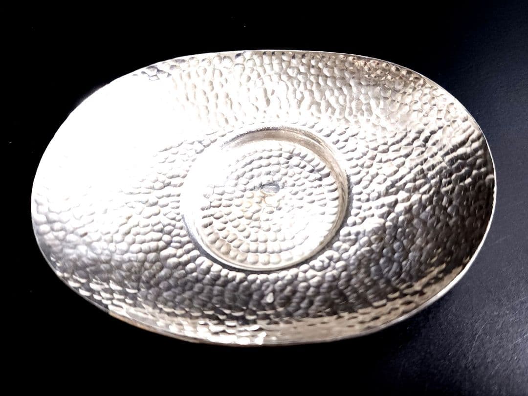 純銀 茶托　鎚目小判形 5客揃　430.18g 煎茶道具