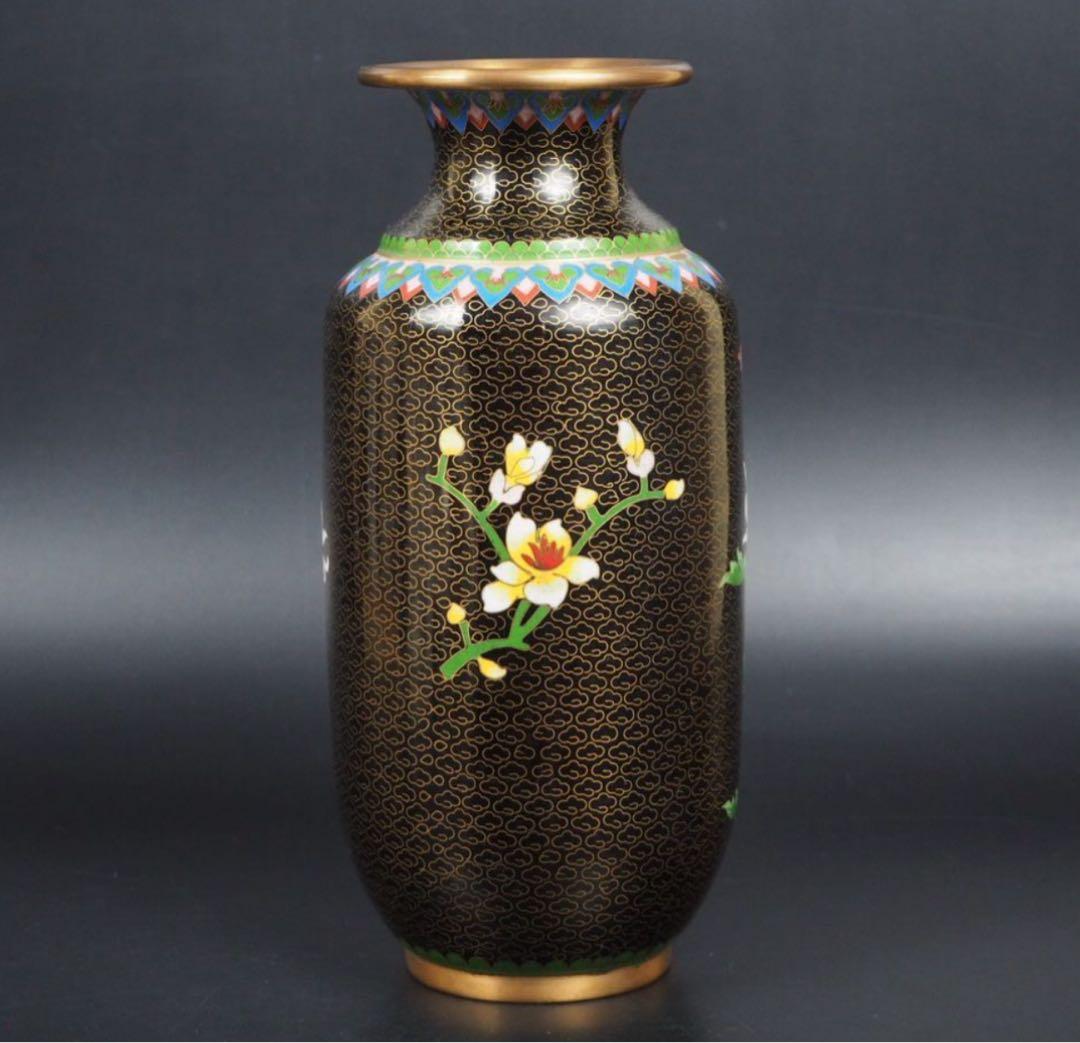 送料無料　中国古玩　景泰藍七宝花瓶　高さ約26ｃｍ