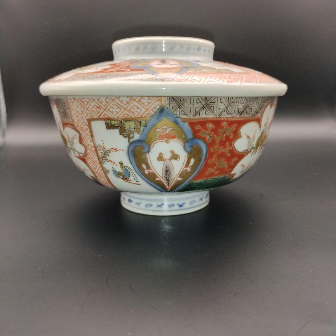 錦手　蓋付き茶碗　5客　古伊万里　伊万里焼　旧家蔵出し　希少