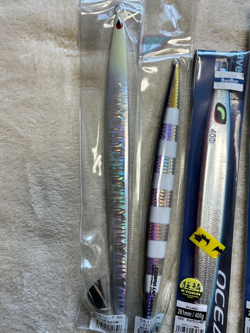 ウロコジグ400g、あいや〜ロング350g、スイムライダー、トンジギ用メタルジグ