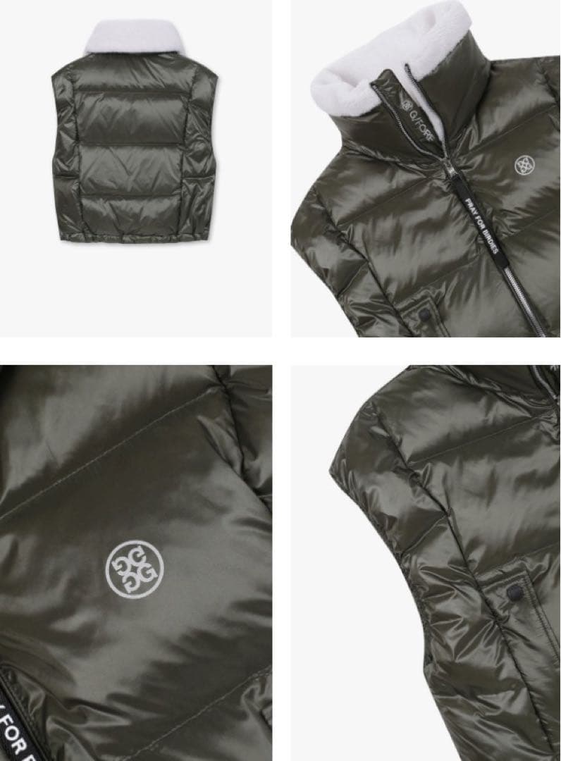 セール❣️G/FOREジーフォアレディースショートダウンベストsizeMカーキー