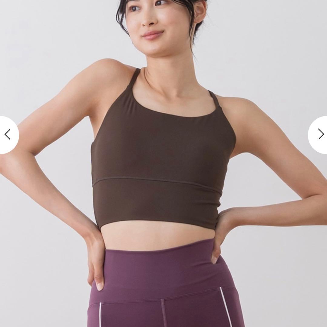 LAVA SUKALA ブラトップ付タンクトップ Lサイズ ブラウン ヨガウェア