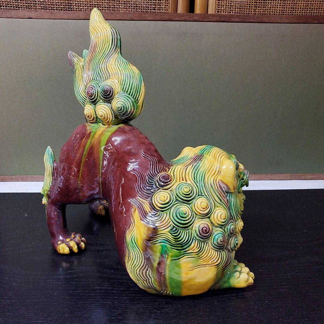 （612）✿特価★十三代横石嘉助★長崎三彩★唐獅子置物★破魔オマケ付き★