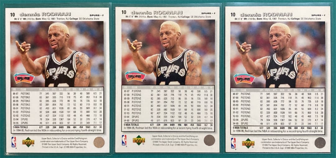 Dennis Rodman 1995 collectors choice 3種