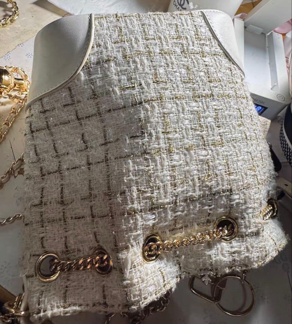 非売品 CHANEL ノベルティ 白 ツイード バケットバッグ　値下げ　箱付き