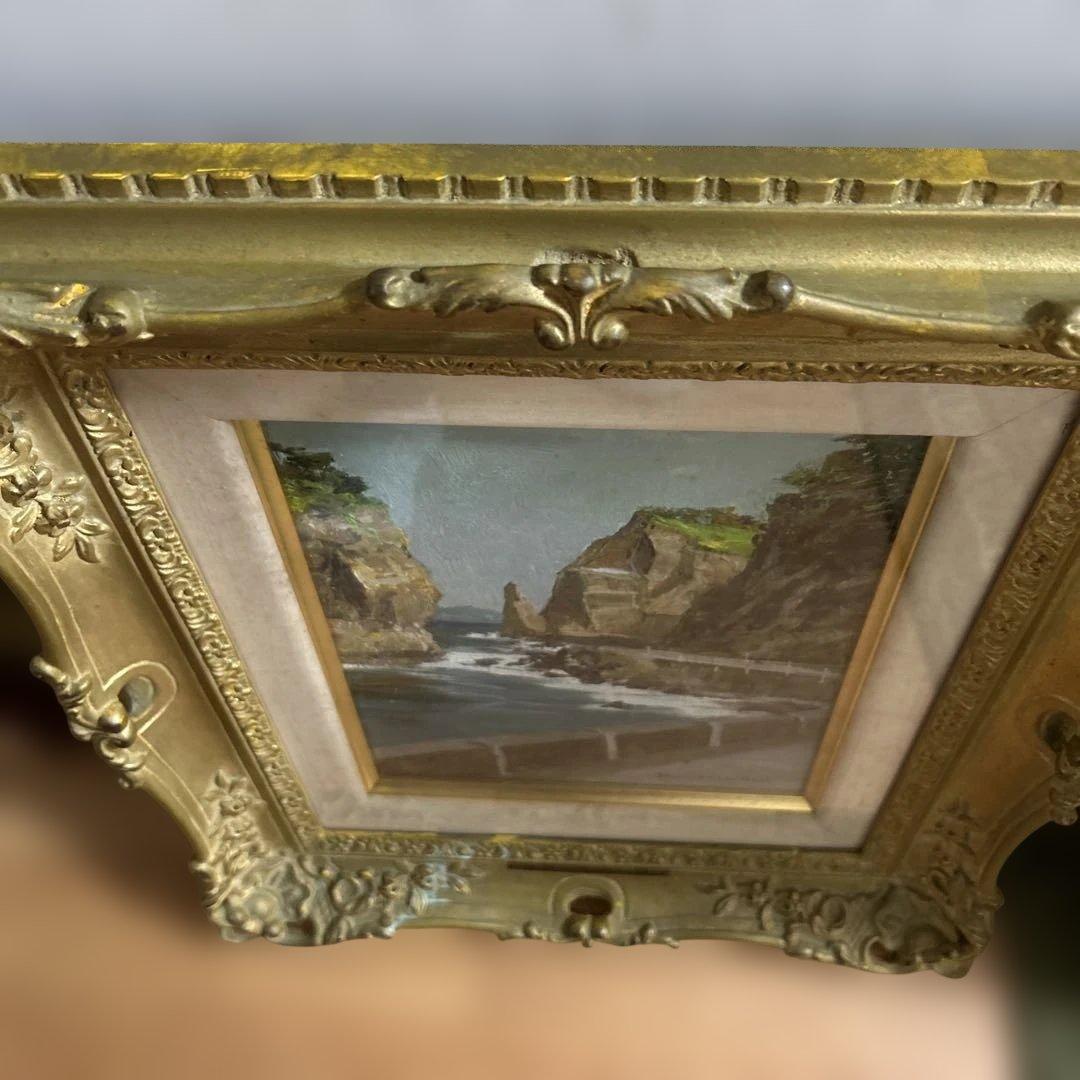 【真作保証】塗師祥一郎「積丹の海」油彩6号 直筆サイン 絵画