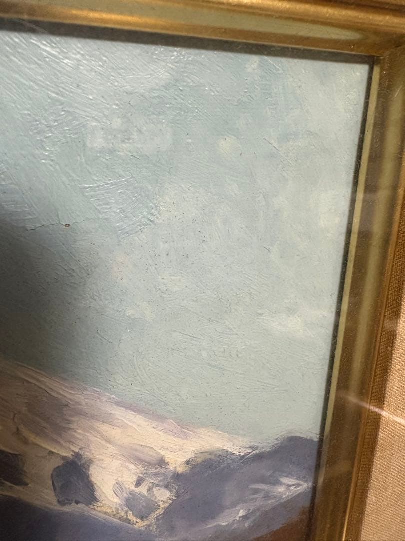 小渓住久　油彩画「富士快晴 忍野にて」真作　額付き