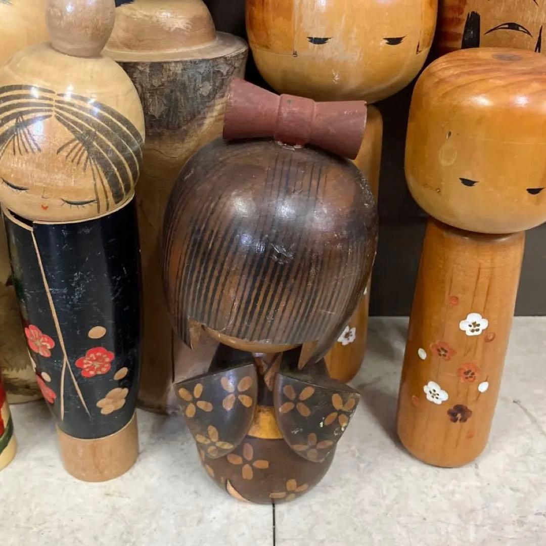 D-3 昭和レトロ 木製 こけし 小芥子 18体セット まとめ売り 大量 人形