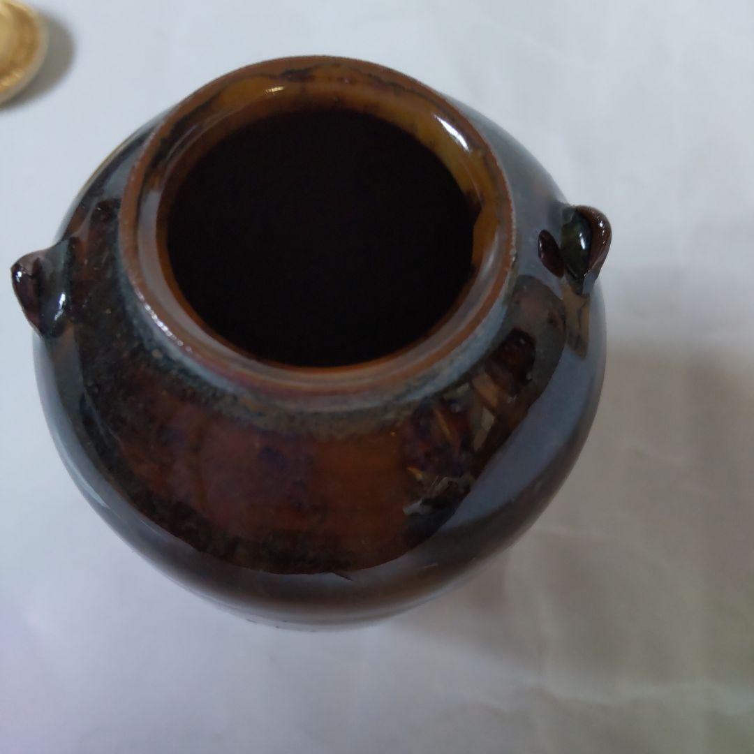 高取焼 亀井楽山 作 耳付茶入 仕覆 定家緞子 茶道具 共箱 茶入 新品 未使用