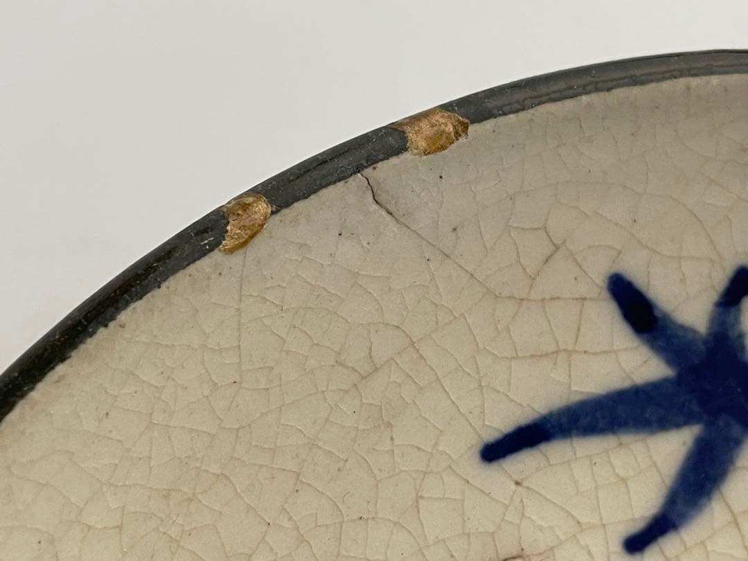 骨董　アンティーク　瀬戸　七寸皿　絵瀬戸　紅葉文様　石皿