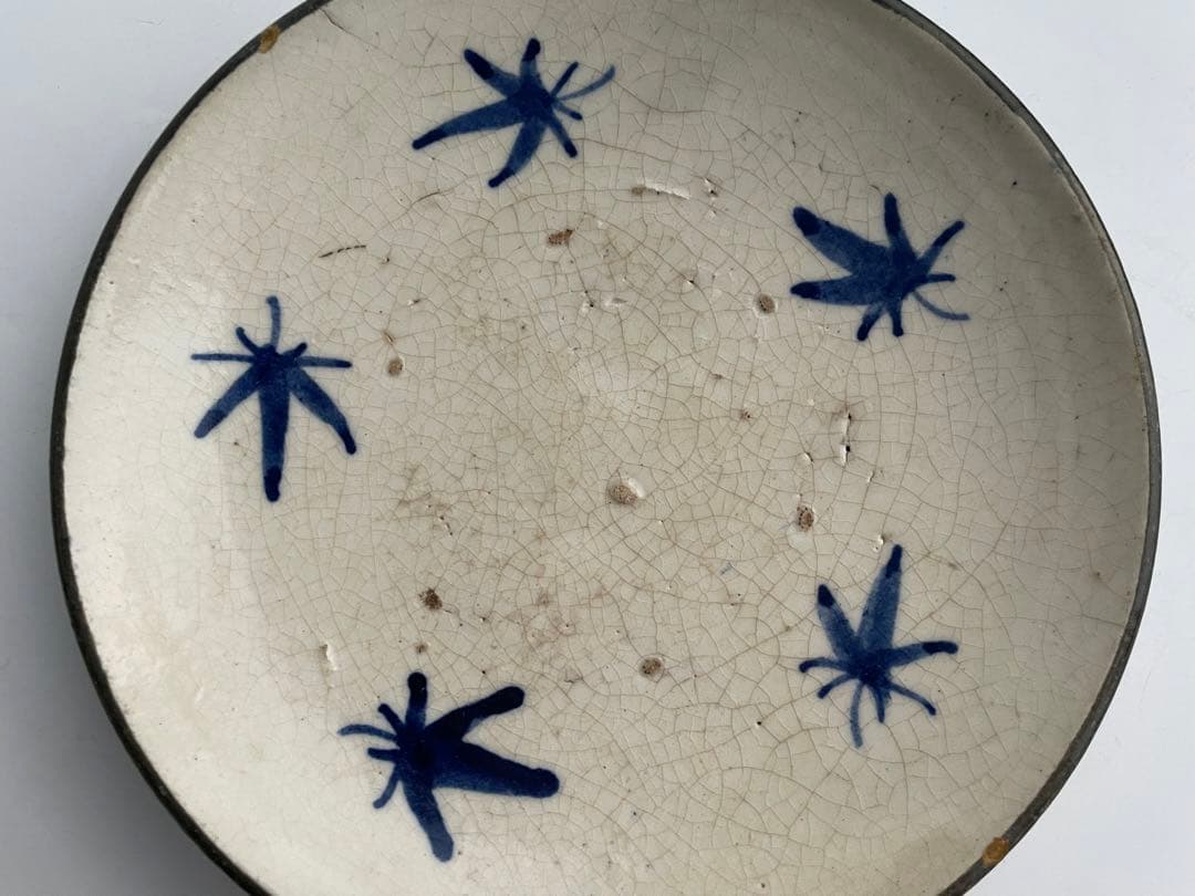 骨董　アンティーク　瀬戸　七寸皿　絵瀬戸　紅葉文様　石皿