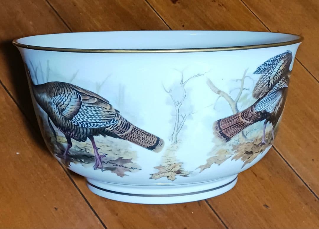 フランクリン ポーセリン 七面鳥デザイン 陶器ボウル 大鉢 限定品 1983年製