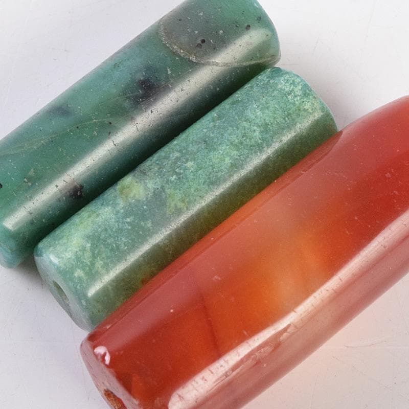 中国　古代ガラス　翡翠瑪瑙など　とんぼ玉　10点まとめて　M　R9227