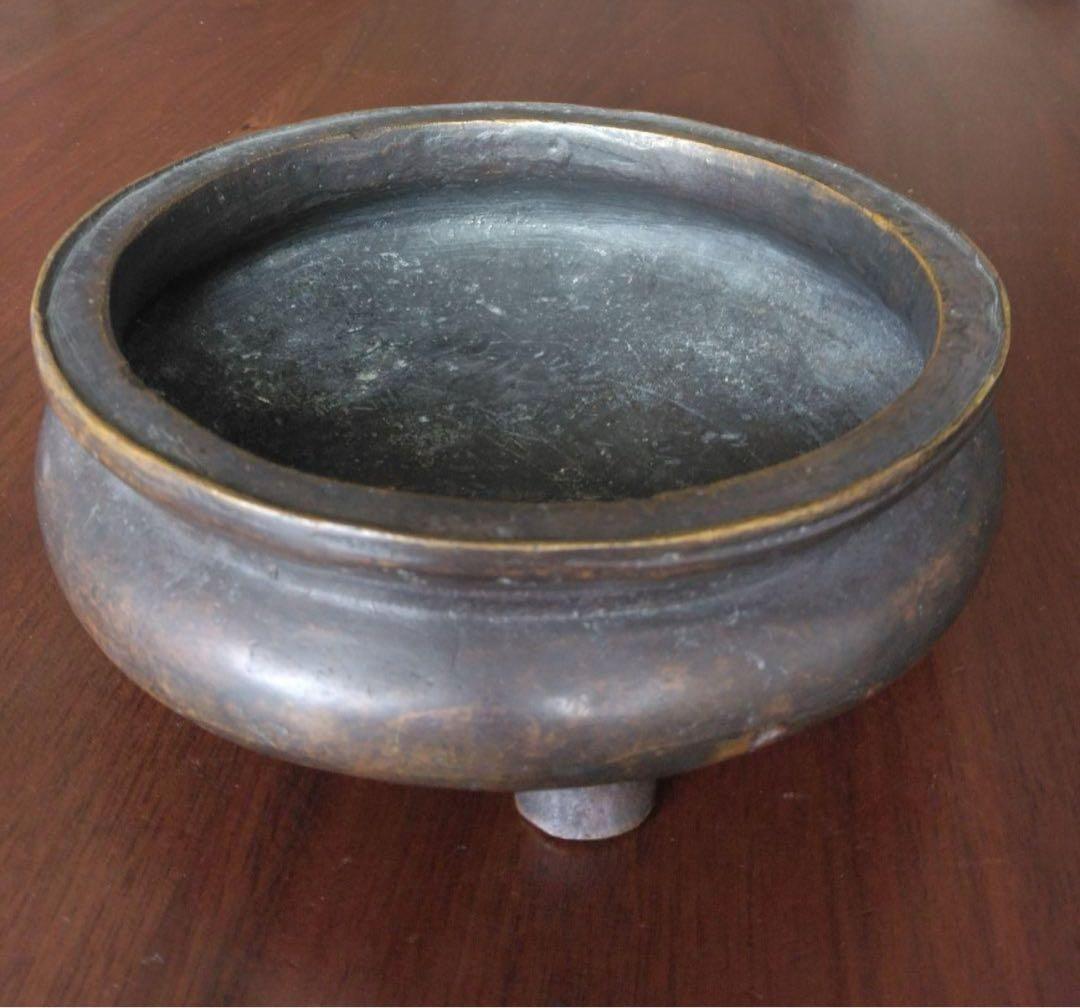 中国骨董品「家藏珍寳」3足炉　アンティーク