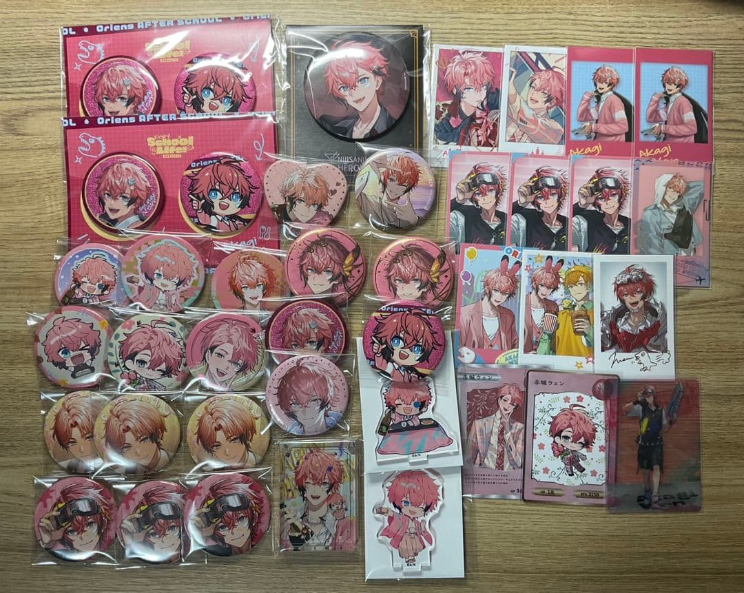 にじさんじ 赤城ウェン まとめ売り 缶バッジ チェキ風カード アクスタ