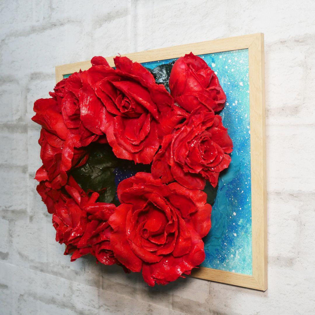 油絵 油彩 油彩画 絵 絵画 【薔薇リース】