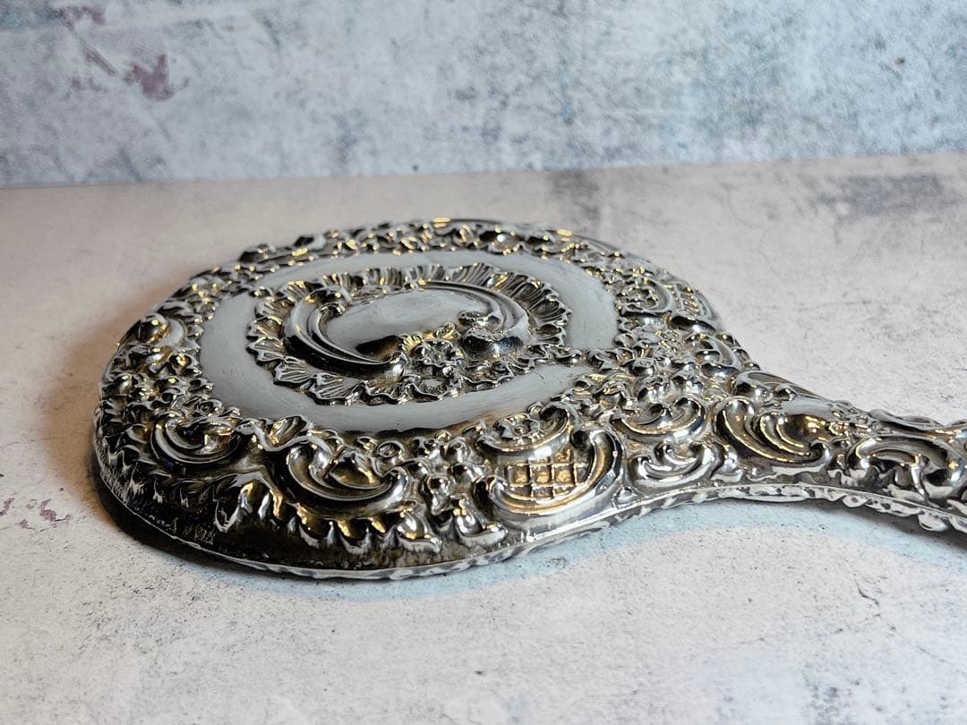 英国製　アンティーク　手鏡　ミラー　イギリス　antique silver