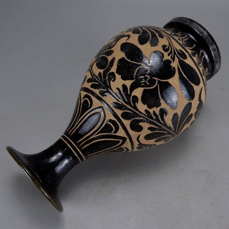 宋代磁州窯黒釉手制花玉壺春瓶 景徳鎮 陶磁器 装飾品 現代工芸品美術品 置物