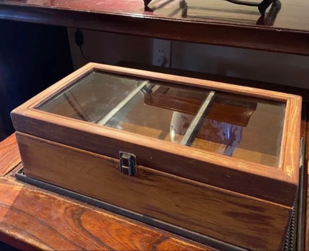 美品　アンティーク　木製ガラスケース　中国・台湾茶器　ヴィンテージ　レア