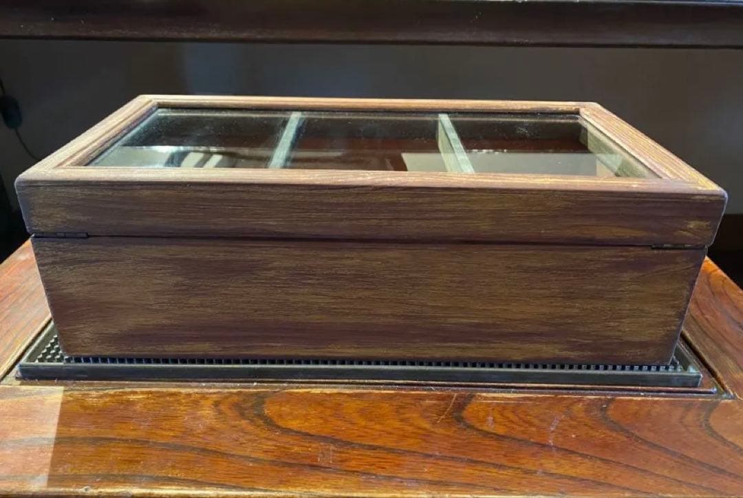 美品　アンティーク　木製ガラスケース　中国・台湾茶器　ヴィンテージ　レア