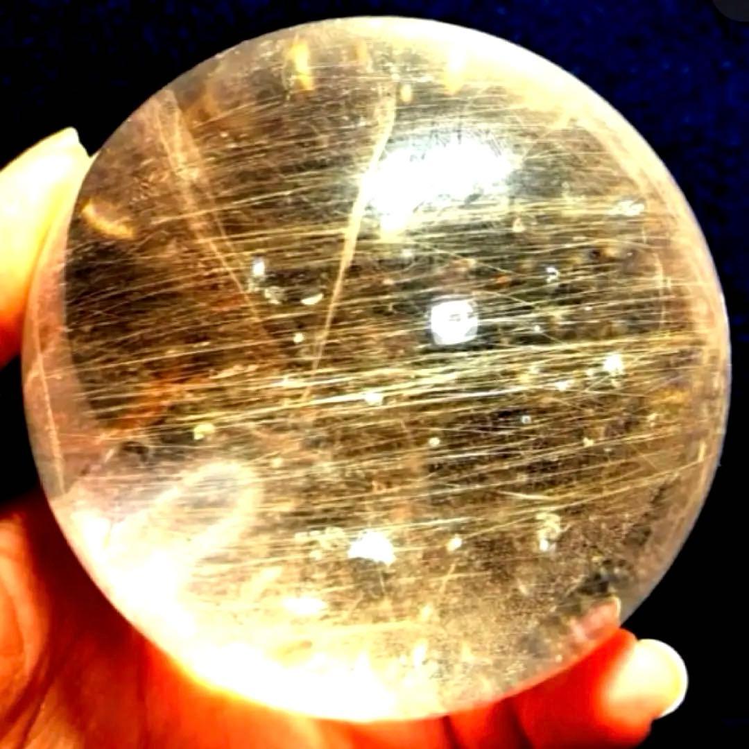 超特大　77mm ゴールドルチルクォーツ　金針水晶　パワーストーン