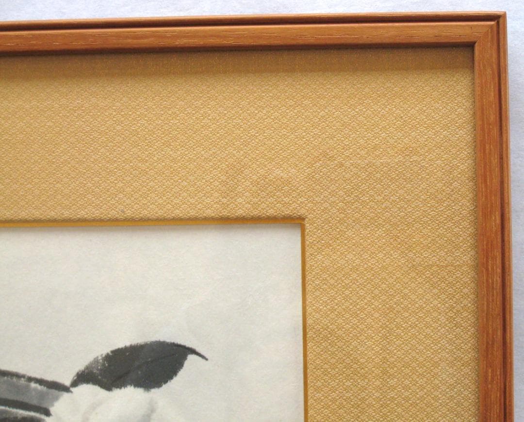 た*ん様 【真筆】穐月 明◆扇鉢の椿　額 ４号 共シール・黄袋・タトウ箱付