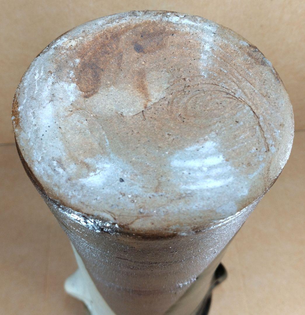 浜田庄司(濱田庄司) 花生(益子焼掛分花瓶) 共箱 益子焼 人間国宝 未使用