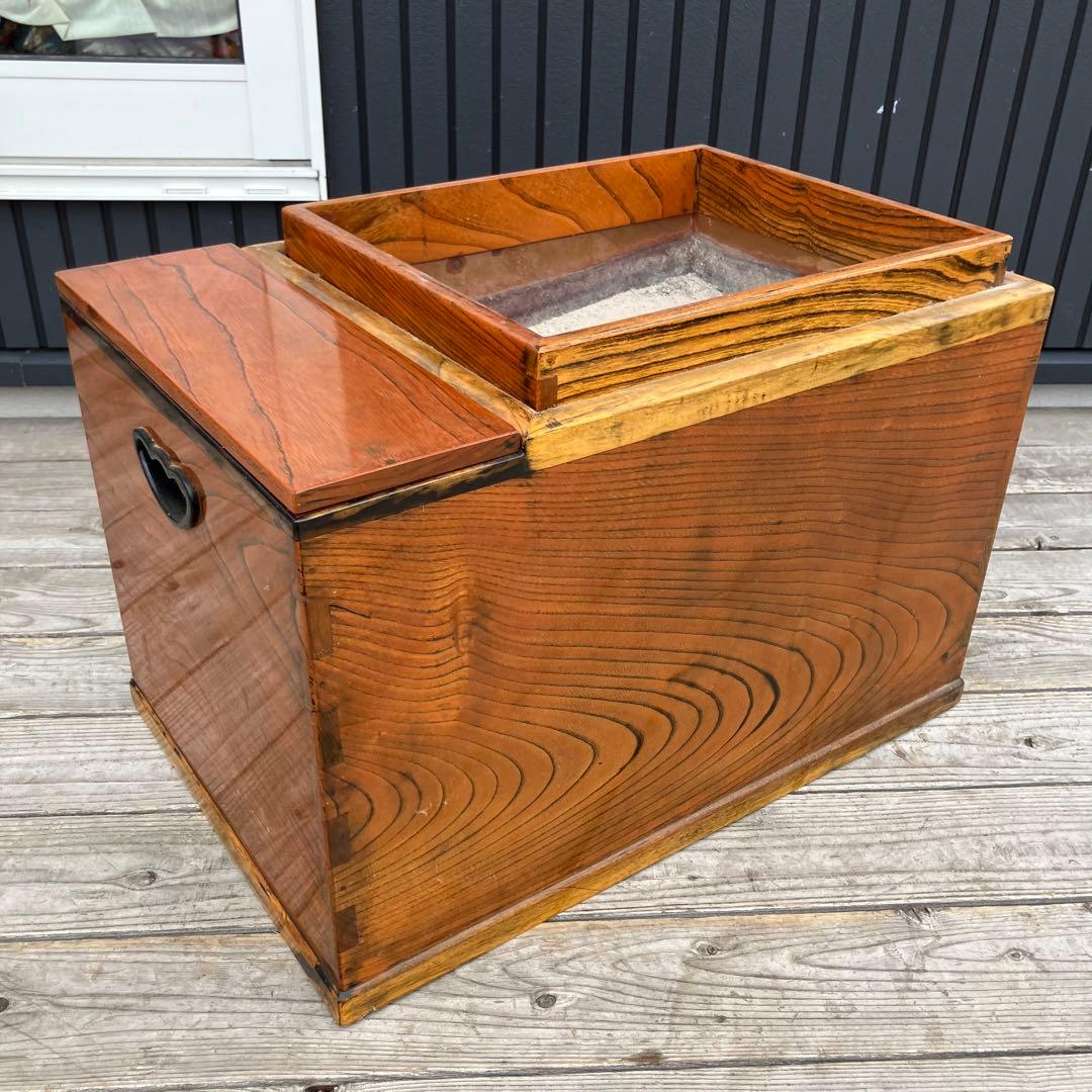 昭和レトロ 木製 3杯 引き出し収納付き 長火鉢 囲炉裏 古民家 古民具 レトロ