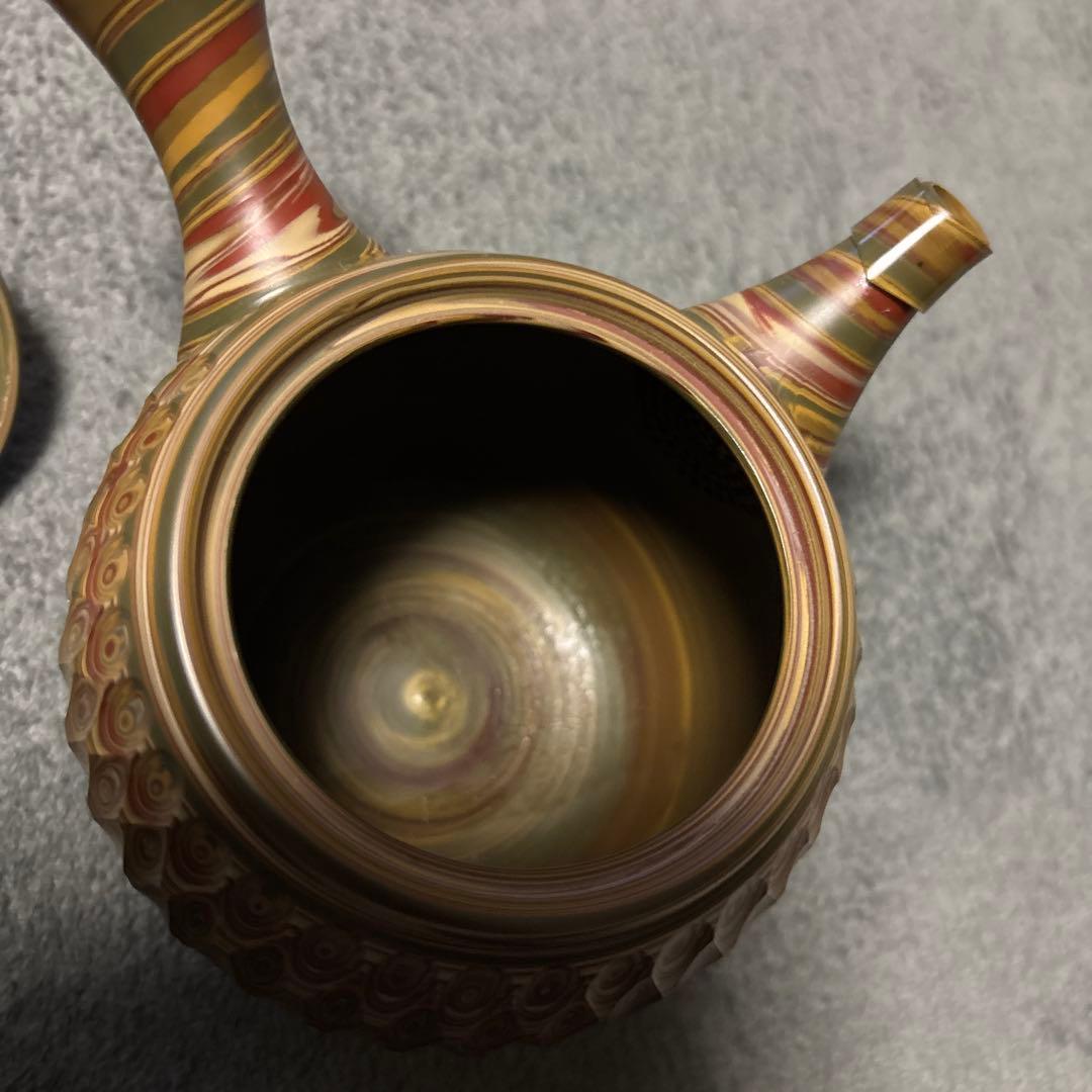 常滑焼　練込網目カット文急須　2個セット　小西友仙作