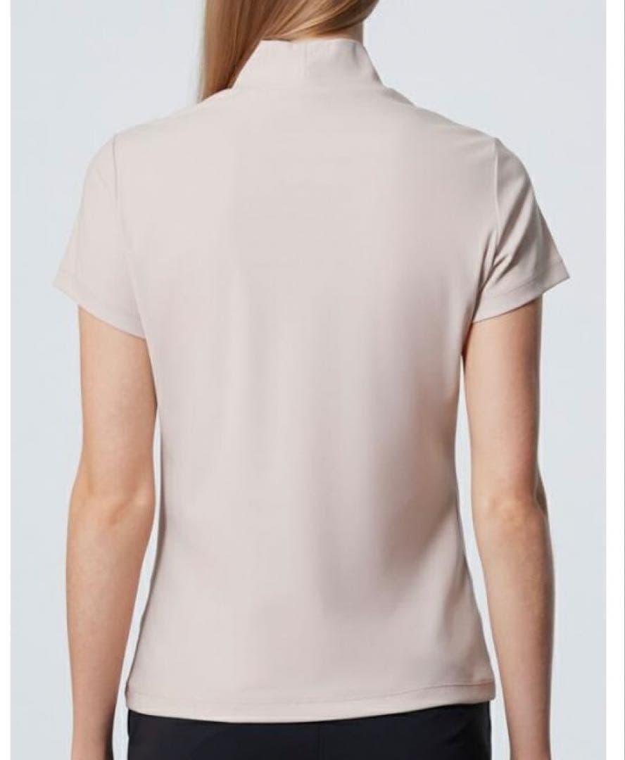 ◽️DESCENTE GOLF モックネック半袖シャツ ピンクベージュ　S