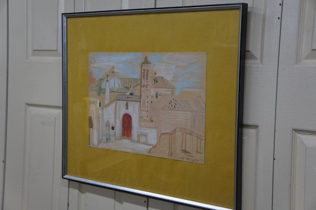 TOLEDOの風景画 Taku 直筆 色鉛筆 デッサン 絵画 鉛筆画 風景画