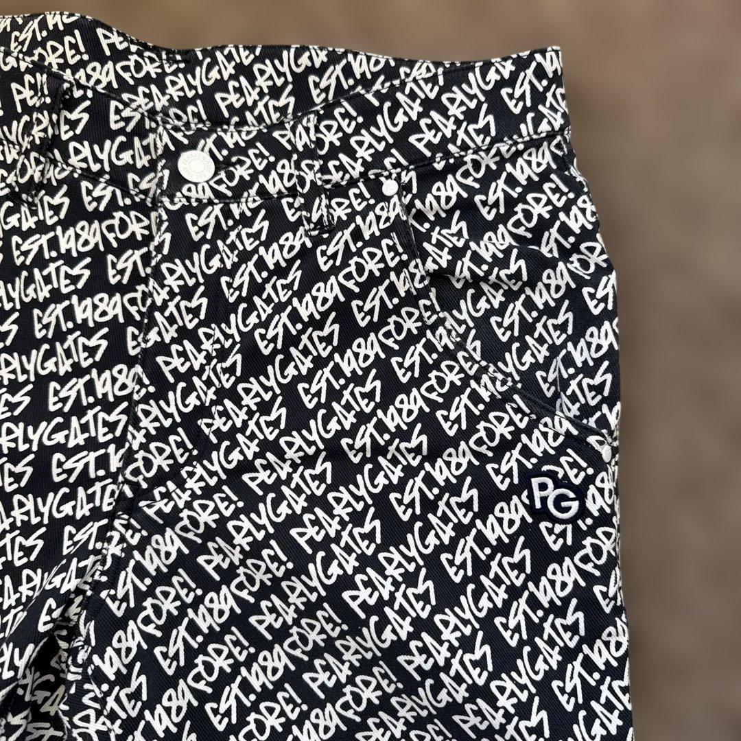 防寒　蓄熱　裏地付き　パーリーゲイツ　パンツ　総柄　S〜M相当　紺　白　ネイビー