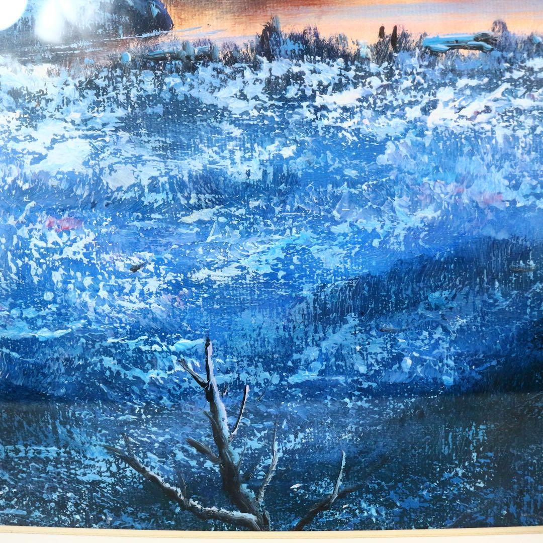 【真作保証】 流月真一 1月忍野の赤富士 油彩 風景画 油絵 絵画 美術品 紅葉