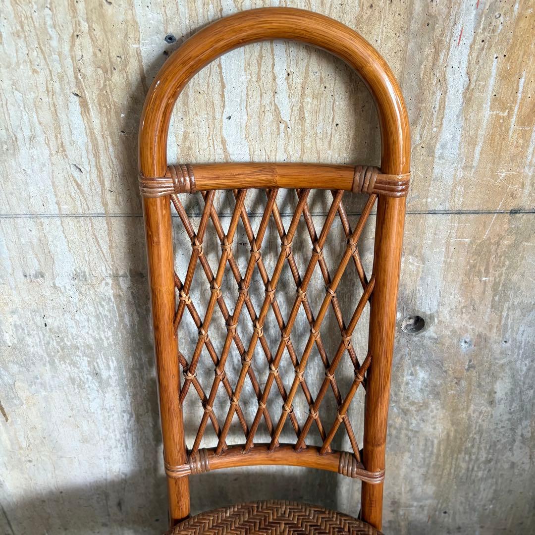 kazama ヴィンテージラタン　ラウンドテーブル & チェア　ラウンジセット