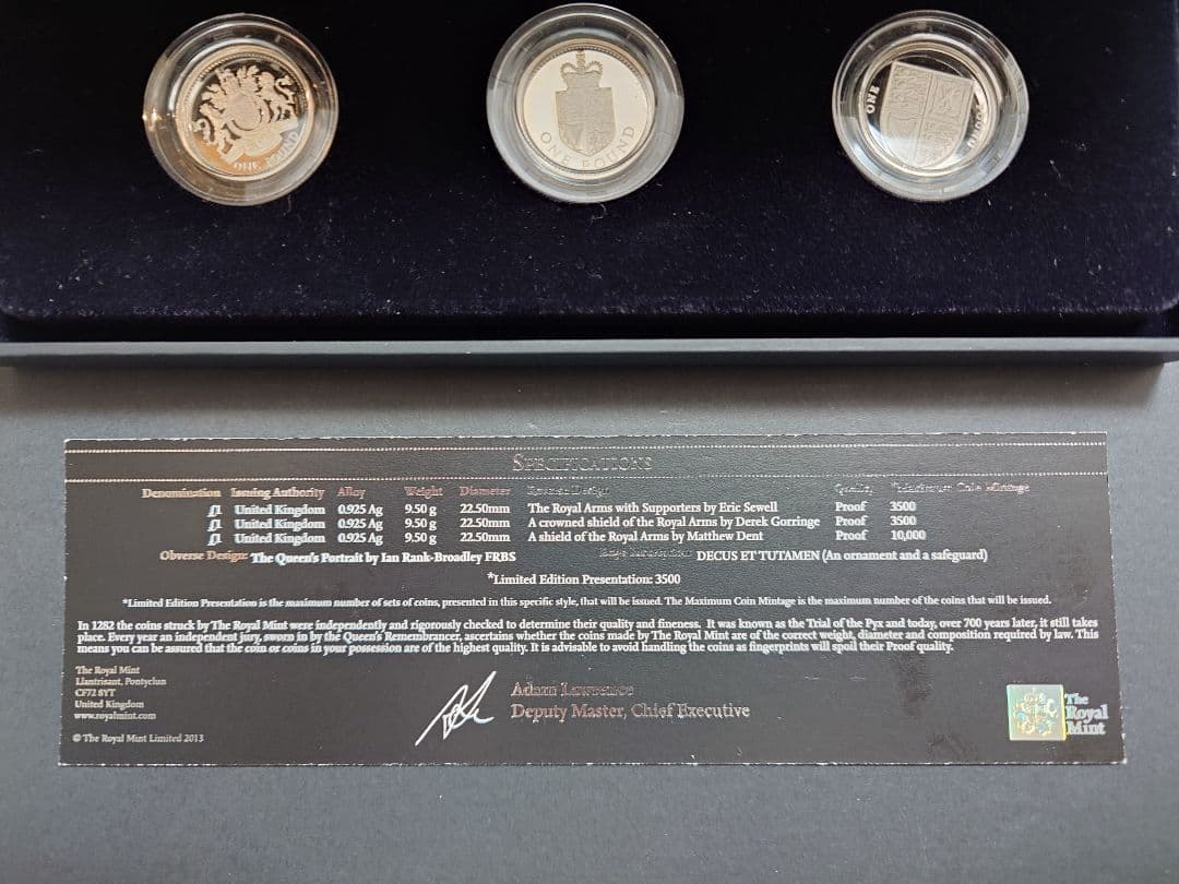 2013年 イギリス ロイヤルアームズ シルバーセット30周年記念銀貨SV925