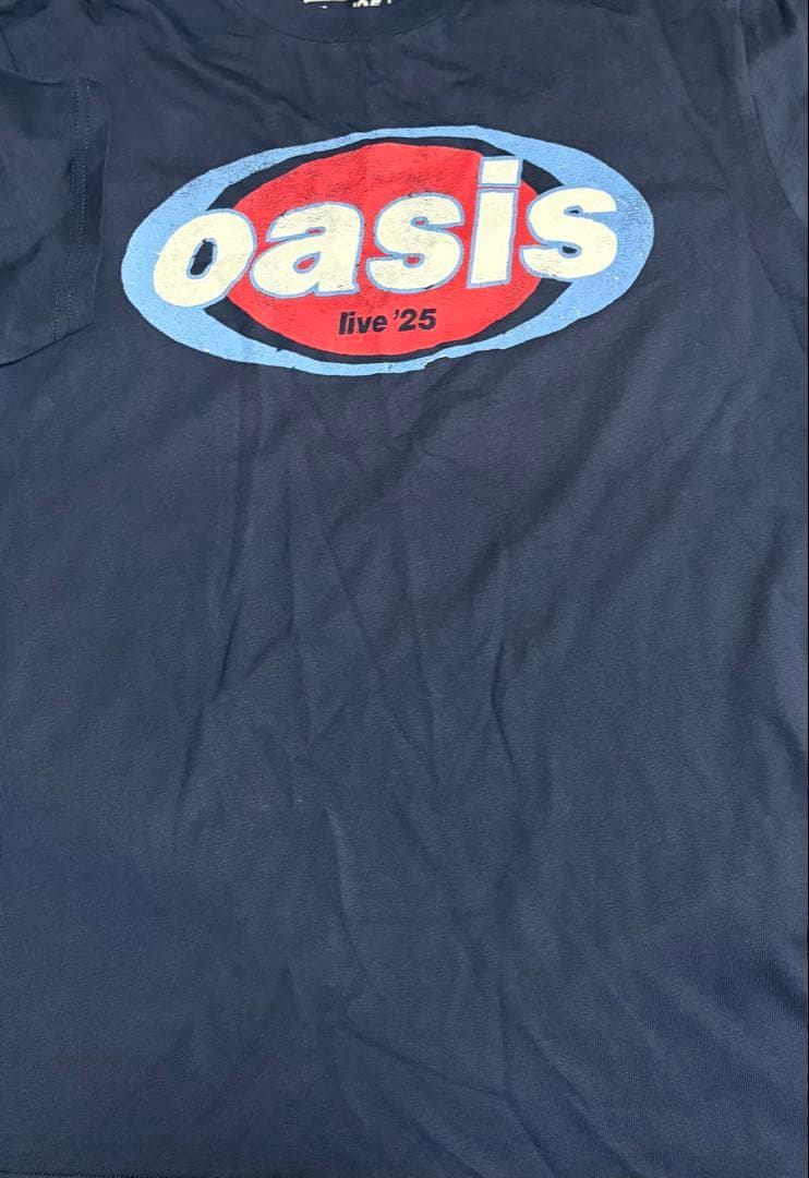 未使用 oasis live 25 Tシャツ Logo Navy M オアシス
