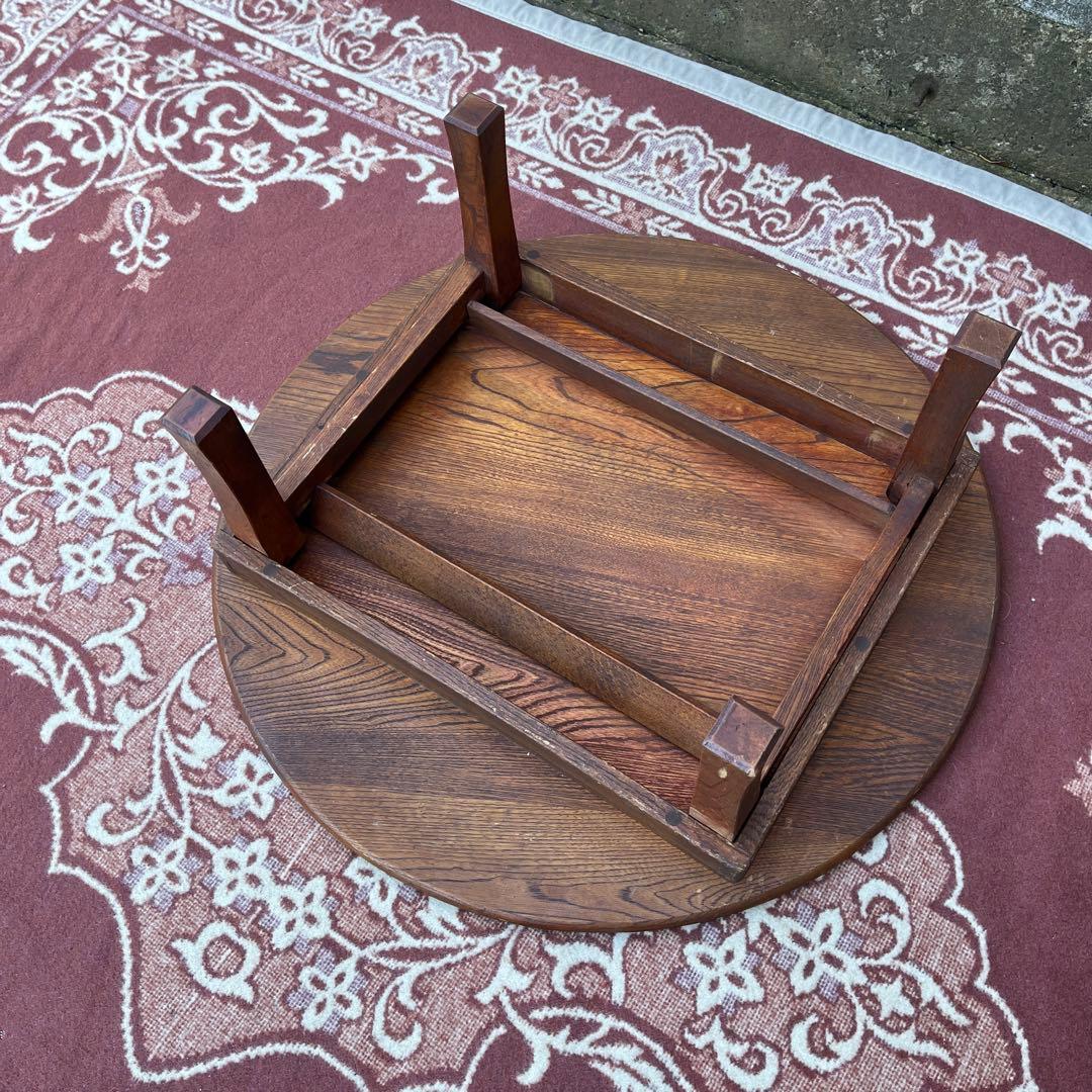 古家具アンティーク◾️木製無垢材 ちゃぶ台 円卓 ローテーブル 机