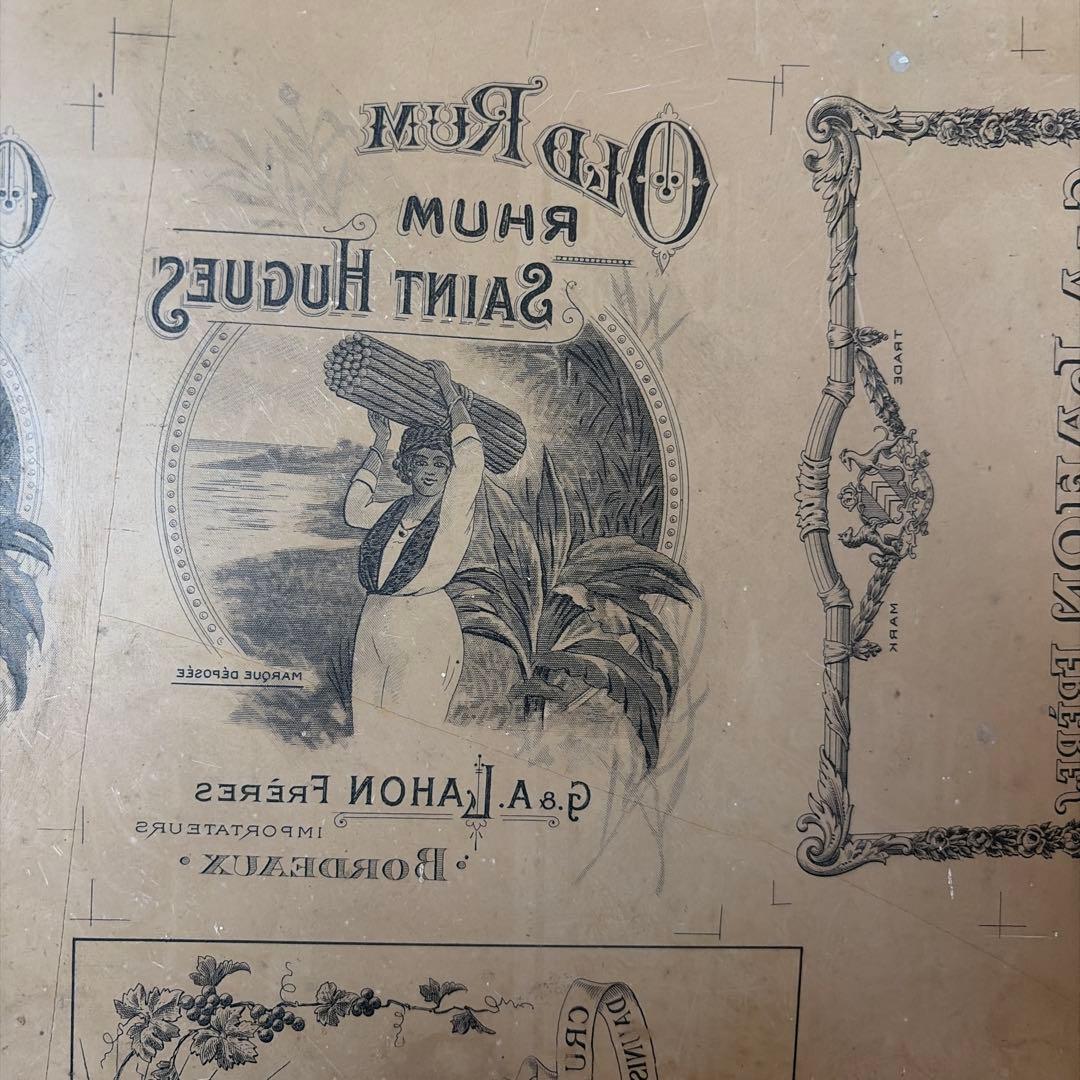 フランス アンティーク リトグラフ 石版石　希少　1800年代