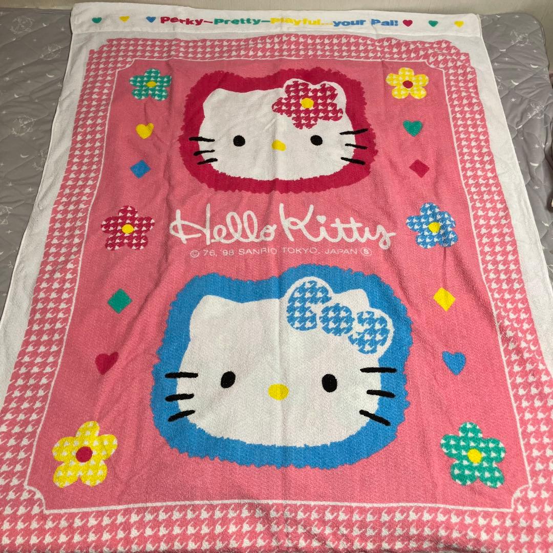 サンリオ　キティ　希少　レア　カオハナ　千鳥柄　タオルケット　新品　未使用
