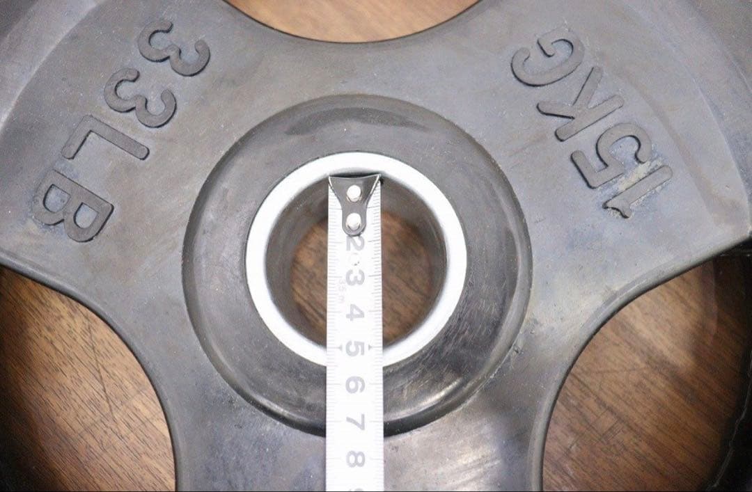 オリンピックプレー 15kg×2枚 計30kg 径50mm ラバーダンベル