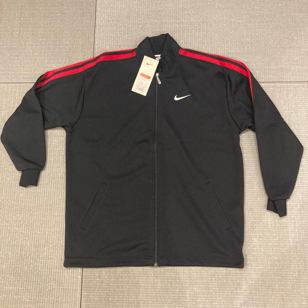 90s NIKE ナイキ 刺繍ロゴ アームライン トラックジャケット L 黒