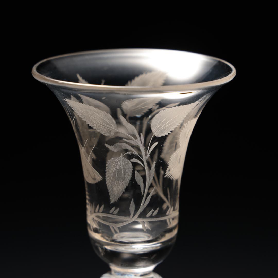 アンティークグラス　ジャコバイト　バラと蝶　ツイストステム　R1539ダI